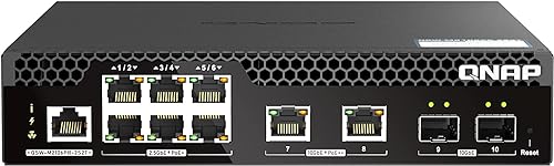 QNAP QSW-M2106PR-2S2T-US Half-Rackmount Switch 10GbE and 2.5GbE PoE++ Layer 2 Web Managed Switch for New-Generation Wi-Fi Deployment