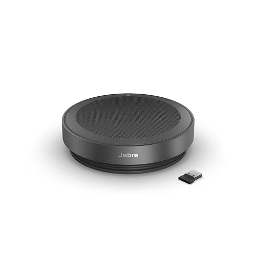 Jabra Speak2 75 Wireless Bluetooth Speakerphone - Portable Speaker with 4 Noise-Cancelling Mics, 65mm Full-Range Speakers & USB-A Bluetooth Adapter - Certified Microsoft Teams Speaker - Dark Grey MS Teams, Link 380a Speak2 75