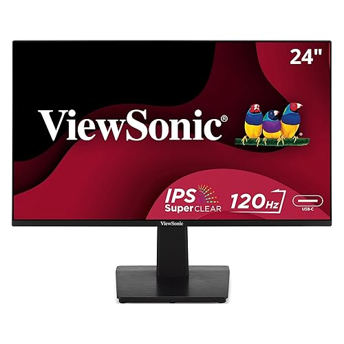 Viewsonic VA2448-MHU 24 Inch Full HD 1080p IPS Monitor with 120Hz, Variable Refresh Rate, Eye Care, HDMI, VGA, and USB C Inputs for Home and Office