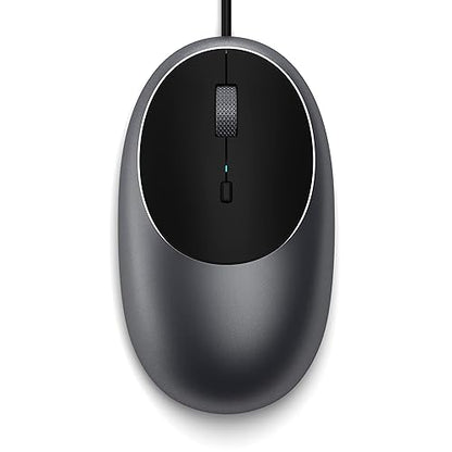 Satechi Aluminum C1 USB-C Wired Mouse – Optical Computer Mouse – for M2/ M1 MacBook Pro/Air, M2/ M1 iPad Pro/Air, M2 Mac Mini, iMac M1 (Space Gray)