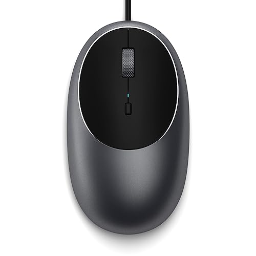 Satechi Aluminum C1 USB-C Wired Mouse – Optical Computer Mouse – for M2/ M1 MacBook Pro/Air, M2/ M1 iPad Pro/Air, M2 Mac Mini, iMac M1 (Space Gray)