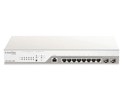 D-Link 10-Port PoE+ Switch Gigabit Ethernet Nuclias Cloud-Managed, 8 x PoE (130 Watt) & 2 x Gigabit Combo Ports (DBS-2000-10MP)