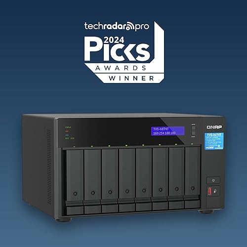 QNAP TVS-h874T-i9-64G-US 8 Bay High-Speed Desktop NAS with Intel 12th Gen CPU, up to 64GB DDR4 Memory, Thunderbolt 4 and 2.5GbE connectivity (Diskless) Thunderbolt 4 NAS 8-bay (Intel core i9)