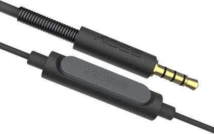 Koss Porta Pro with Microphone and Remote On-Ear Headphones, in-Line Microphone and Touch Remote Control, Collapsible Design, Wired with 3.5mm Plug, Black and Silver