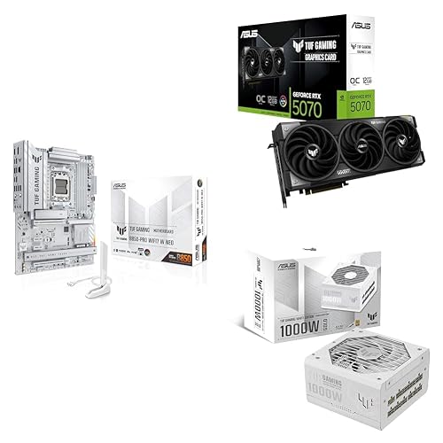 ASUS Bundle of B850-PRO WIFI7 W NEO AMD AM5 ATX Motherboard + GeForce RTX 5070 12GB GDDR7 OC Edition Graphics Card + TUF Gaming 1000W 80+ Gold Edition Fully Modular Power Supply Compatible TUF Bundle GPU+MB+PSU