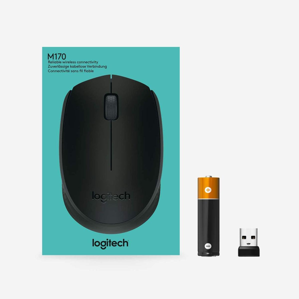Logitech M170 Wireless Mouse, 2.4 GHz with USB Mini Receiver, Optical Tracking, 12-Months Battery Life, Ambidextrous PC/Mac/Laptop - Black