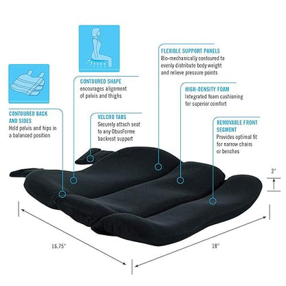 ObusForme Ergonomic Seat Cushion | Contoured Design Supports Pelvis and Thigh Alignment, Distributes Body Weight to Relieve Pressure Points | Foam Cushion Offers Superior Comfort (Boxed)