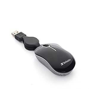Verbatim Wired Optical Computer Mini USB-A Mouse - Plug &amp; Play Corded Travel Mouse – Black 98113 BLACK USB-A