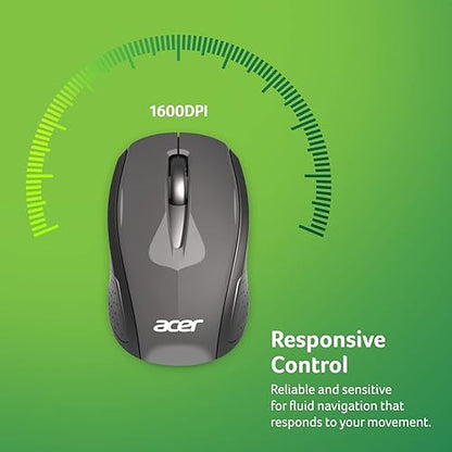 Acer RF Wireless Mouse (Gray/Black), Works with Chromebook, with USB Plug and Play for Right/Left Handed Users (for Chromebooks, Windows PC & Mac) Gray/Black Chromebook Mouse