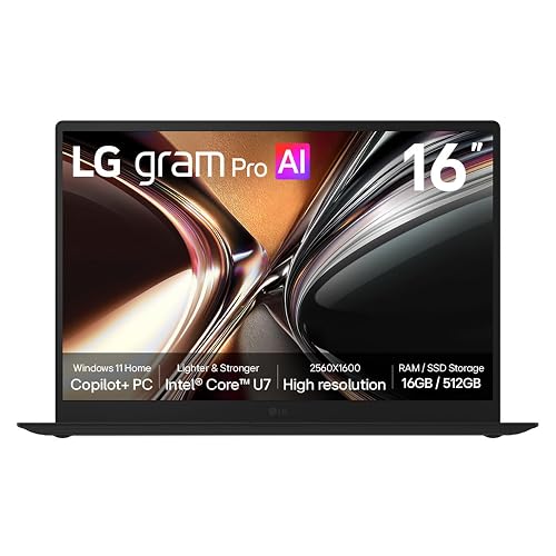 LG gram Pro 16Z90U - 16-inch OLED 3K Display, Ultra-Lightweight Laptop(1.1kg), Windows 11 Home, AI Powered Intel® Core™, gram Dual AI, WQXGA+ (2880x1800), DCI-P3 100% (Typ.), 77Wh Battery