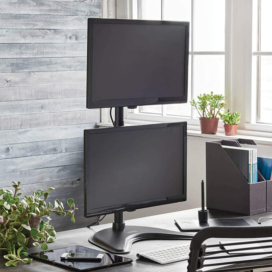 Tripp Lite Dual Monitor Mount Stand/Clamp, Vertical, Swivel &amp; Tilt, 15-27 Inch, Flat Screen Display, Desktop Mount, Black (DDR1527SDC) Dual 15-27"