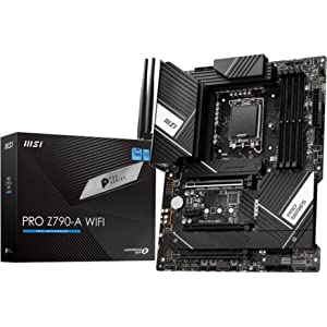 MSI PRO Z790-A WiFi ProSeries Motherboard (Supports 12th/13th Gen Intel Processors, LGA 1700, DDR5, PCIe 5.0, M.2, 2.5Gbps LAN, USB 3.2 Gen2, Wi-Fi 6E, ATX)