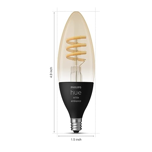 Philips Hue Smart 40W Candle-Shaped Filament LED Bulb - White Ambiance Warm-to-Cool White Light - 2 Pack - 270LM - E12 - Indoor - Control with Voice or App Candle White Ambiance 2 Pack