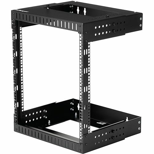 StarTech.com 2-Post 12U Heavy-Duty Wall Mount Network Rack, 19 Open Frame Server Rack with Adjustable Depth, Wall Mount Data Rack for IT / AV / Patch Panel / Computer Equipment (RK12WALLOA)