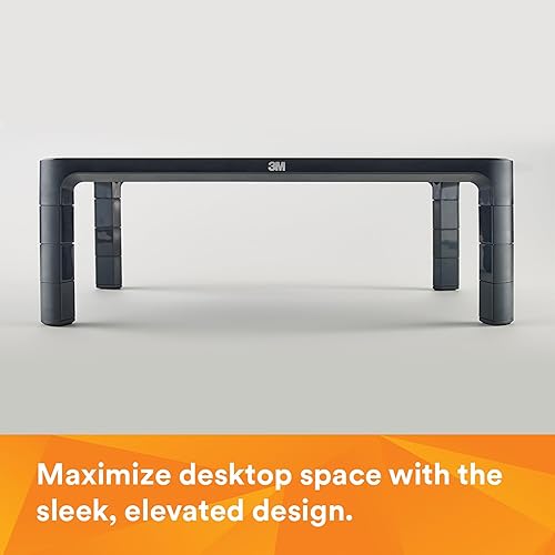 3M Adjustable Monitor Stand Riser, Holds Up to 20lbs, 13.6" Between Legs, Adjust Height from 1.7" to 5.5" MS85B