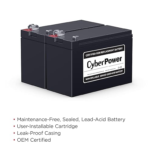 CyberPower RB1270X2C UPS Replacement Battery Cartridge, Maintenance-Free, User Installable, 12V/7Ah