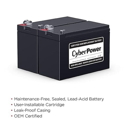 CyberPower RB1270X2C UPS Replacement Battery Cartridge, Maintenance-Free, User Installable, 12V/7Ah