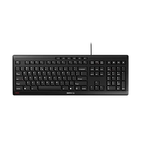 CHERRY Stream Keyboard Wired USB SX Scissors Mechanism QWERTY Whisper-Quiet Silent Keystroke for Home Office, Work or Personal Computer. Black Regular Black
