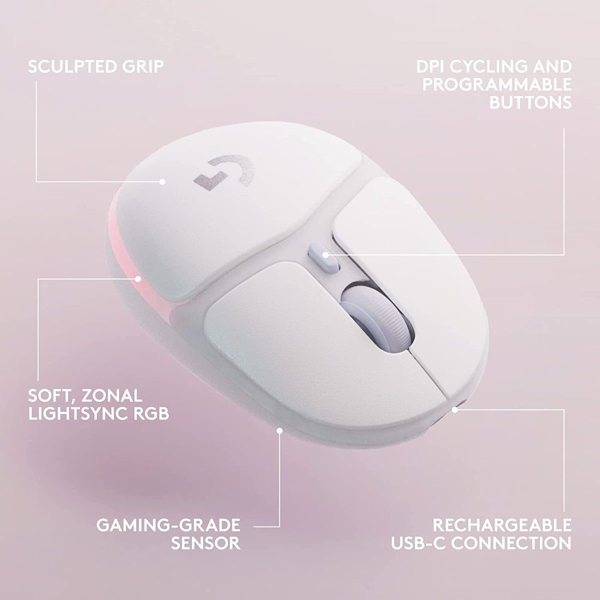 Logitech G Wireless Gaming Combo, G715 Keyboard and G705 Mouse, Customizable LIGHTSYNC RGB Lighting, Lightspeed Wireless, Bluetooth, PC/Mac/Laptop - with $20 SIMS Spa Day Game Pack - White Mist Tactile Mouse + Keyboard Mouse + Keyboard