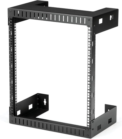 StarTech.com 12U 19" Wall Mount Network Rack - 12" Deep 2 Post Open Frame Server Room Rack for Data/AV/IT/Computer Equipment/Patch Panel with Cage Nuts &amp; Screws 200lb Capacity, Black (RK12WALLO) 12U Rack