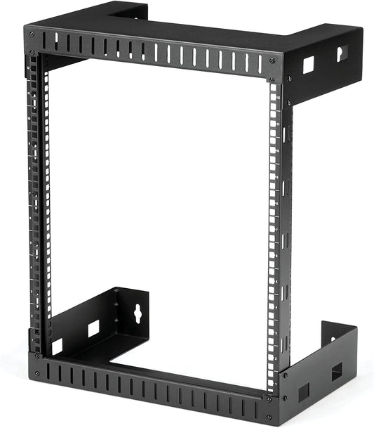 StarTech.com 12U 19" Wall Mount Network Rack - 12" Deep 2 Post Open Frame Server Room Rack for Data/AV/IT/Computer Equipment/Patch Panel with Cage Nuts &amp; Screws 200lb Capacity, Black (RK12WALLO) 12U Rack