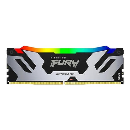 Kingston Technology Fury Renegade RGB 16GB 6000MT/s DDR5 CL32 DIMM Desktop Memory Single Module | Intel XMP 3.0 | Infrared Sync Technology | Overclocking Stability | KF560C32RSA-16, Black and Silver