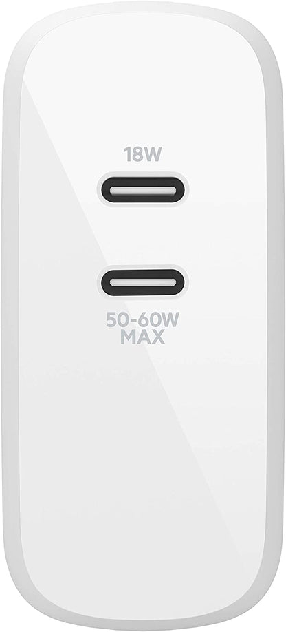 Belkin USB-PD GaN Charger 68W (USB-C iPhone Fast Charger, MacBook Pro Charger, iPad Pro, Pixel, Galaxy, More), USB-C Power Delivery with 2M (6.6ft) PVC USB-C to USB-C Charging Cable (WCH003dq)