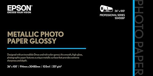 Epson Metallic Photo Inkjet Photo Paper Glossy 36" x 100' Roll S045587