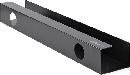 StarTech.com Under Desk Cable Management Tray - Office/Standing Desk Cable Tray Organizer - Desk/Table Mount Holder for Cords/Wire/Power Strip - Computer Cable Manager - 23-1/2"L x 4-1/2"D (UDCMTRAY)