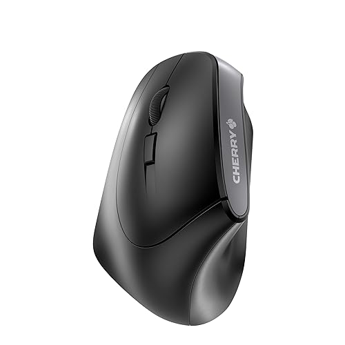 CHERRY MW 4500 Left Wireless Ergonomic Mouse - Optical - Wireless - 2.40 GHz - Black - USB - 1200 dpi - Scroll Wheel - 6 Button(s) - 2 Programmable Button(s) - Left-handed