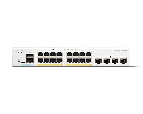 Cisco Catalyst C1300-16P-4X Ethernet Switch - 16 Ports - Manageable - 10 Gigabit Ethernet - 10/100/1000Base-T, 10GBase-X - 3 Layer Supported - Modular - 279.80 W Power Consumption - 120 W PoE Budget - Optical Fiber, Twisted Pair