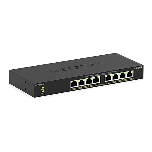 NETGEAR 8-Port PoE Gigabit Ethernet Unmanaged Essentials Switch (GS308LP) - with 8 x PoE+ @ 60W Upgradeable, Desktop, Wall Mount or Rack Mount