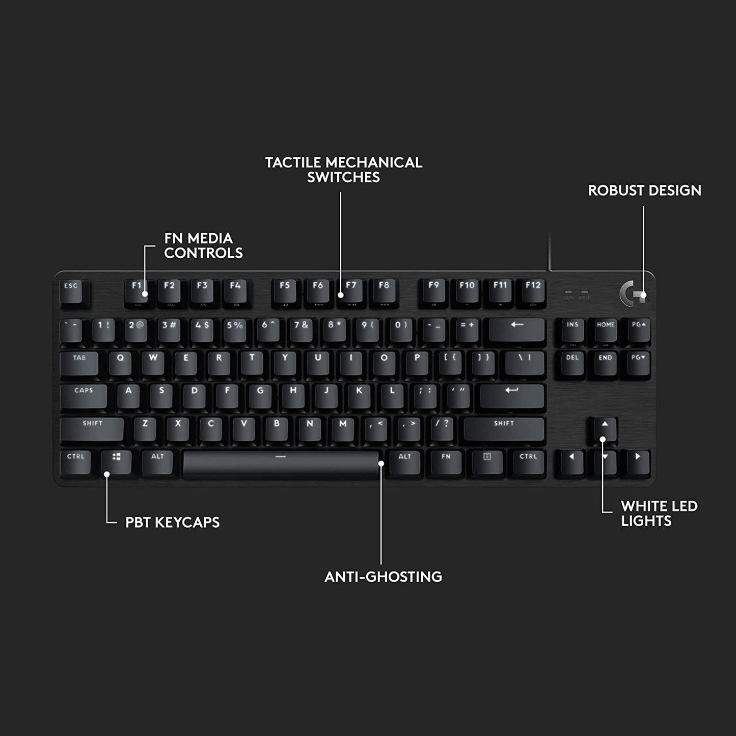 Logitech G413 TKL SE Mechanical Gaming Keyboard - Compact Backlit Keyboard with Tactile Mechanical Switches, Anti-Ghosting, Compatible with Windows, macOS - Black Aluminum G413 TKL SE Keyboard Only