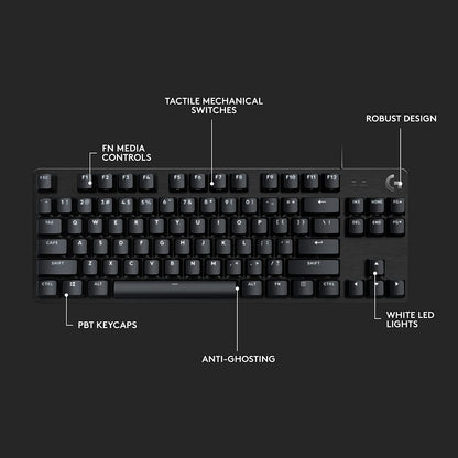 Logitech G413 TKL SE Mechanical Gaming Keyboard - Compact Backlit Keyboard with Tactile Mechanical Switches, Anti-Ghosting, Compatible with Windows, macOS - Black Aluminum G413 TKL SE Keyboard Only