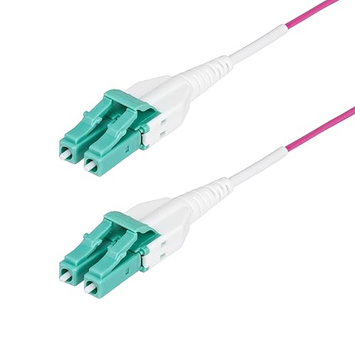 StarTech.com 2m (6.6ft) LC to LC (UPC) OM4 Multimode Fiber Optic Cable, Erika Violet, 50/125, 40G/100G, Uniboot Fiber Jumper Cord, OFNR Riser Rated