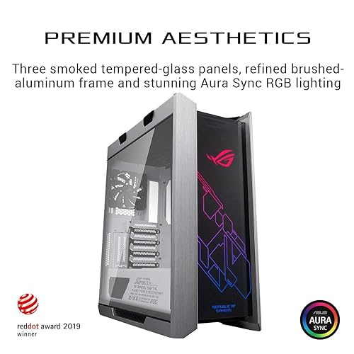 ASUS ROG Strix Helios GX601 White Edition RGB Mid-Tower Computer Case for ATX/EATX Motherboards with Tempered Glass, Aluminum Frame, GPU Braces, 420mm Radiator Support and Aura Sync GX601 ROG STRIX HELIOS CASE/WT/AL/WITH HANDLE