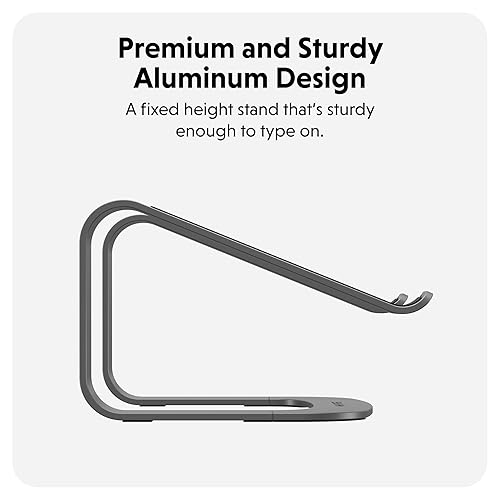 Hyperspace Ergonomic Laptop Stand for Desk — Durable Aluminum Laptop Stand for MacBooks & Devices up to 16" — 5.9" Fixed Height for Optimized Comfort & Cooling (Grey)