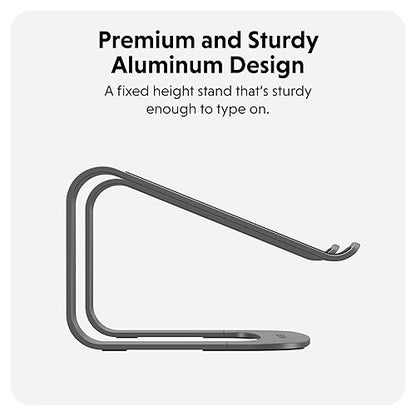Hyperspace Ergonomic Laptop Stand for Desk — Durable Aluminum Laptop Stand for MacBooks & Devices up to 16" — 5.9" Fixed Height for Optimized Comfort & Cooling (Grey)