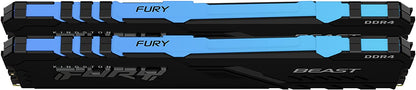 Kingston FURY Beast RGB 64GB (2x32GB) 3600MHz DDR4 CL18 Desktop Memory Kit of 2 KF436C18BBAK2/64