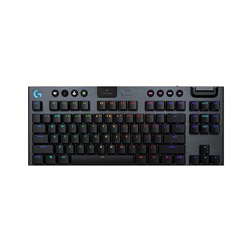 Logitech G915 X Lightspeed TKL Low-Profile Wireless Gaming Keyboard, Double-Shot PBT Keycaps, Fully Programmable Keys, RGB Backlighting, Sleek Aluminum Finishing, GL Brown Tactile - PC/Mac Black TKL Wireless Tactile