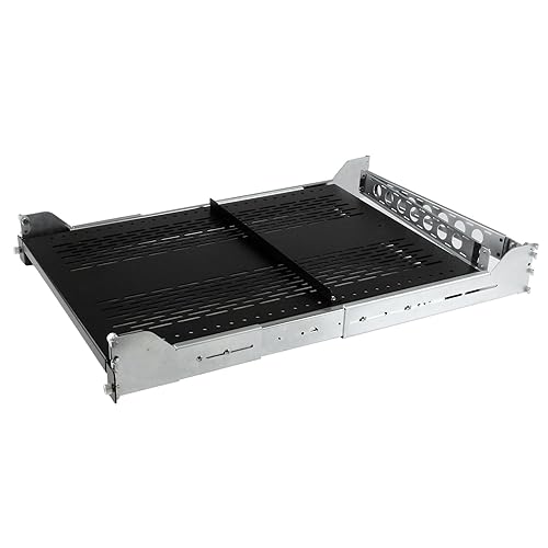 StarTech.com 2U Vented Sliding Server Rack Shelf w/Cable Management Arm - 27.7 to 31.6in Adjustable Mounting Depth - 50lb - 19” Server Tray Shelf for Equipment Rack - 24in Deep (UNISLDSHF192) Tray 50 lbs|Vented|Cable Management