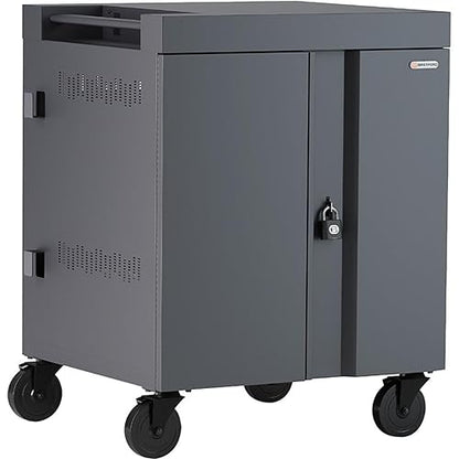 Bretford CUBE Cart 36, AC Charging, Charcoal Paint - 2 Shelf - 4 Casters - Polypropylene, Steel - 30" Width x 26.50" Depth x 37.50" Height - Charcoal - For 36 Devices