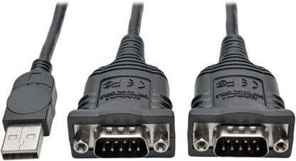 Tripp Lite 6ft 2-Port USB to DB9/ RS 232 Serial Adapter Cable FTDI, COM Retention M/M 6' (U209-006-2) USB-A to 2x DB9 (M/M)