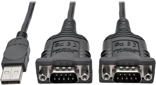 Tripp Lite 6ft 2-Port USB to DB9/ RS 232 Serial Adapter Cable FTDI, COM Retention M/M 6' (U209-006-2) USB-A to 2x DB9 (M/M)