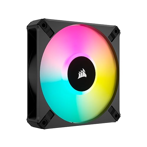 Corsair iCUE AF120 RGB Elite 120mm PWM Fan - Eight RGB LEDs - AirGuide Technology - Fluid Dynamic Bearing - Zero RPM Fan Mode - CORSAIR iCUE Software Compatible - Black