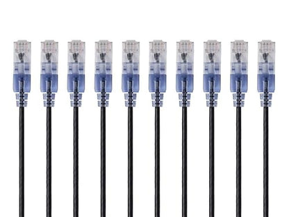 Monoprice SlimRun Cat6A Ethernet Patch Cable - Network Internet Cord - RJ45, Stranded, 550Mhz, UTP, Pure Bare Copper Wire, 10G, 30AWG , 5ft, Blue, 10-Pack Blue 5 Feet 10 Pack