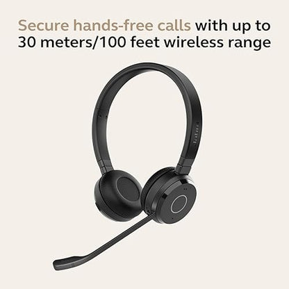 Jabra Evolve 65 TE (Third Edition) Wireless Dual-Ear Headphones w/Charging Stand - Noise-Canceling Mic, 16 hr Battery Life, Dual Connectivity, MS Teams Certified, Supports Other Platforms, Black
