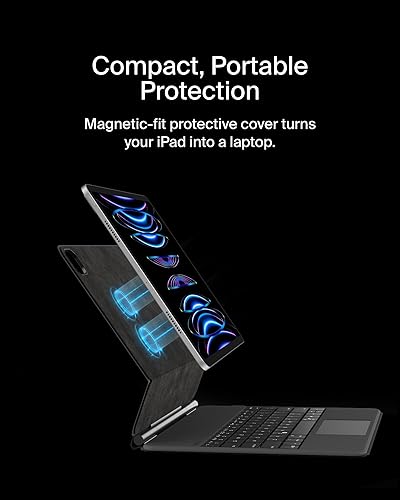 Belkin Pro Keyboard Case w/Magnetic Stand, Backlit Bluetooth Keyboard, Multi-Gesture Controls, Magnetic Apple Pencil Storage Compatibility, & Multimedia Keys for iPad Pro 12.9" - Black
