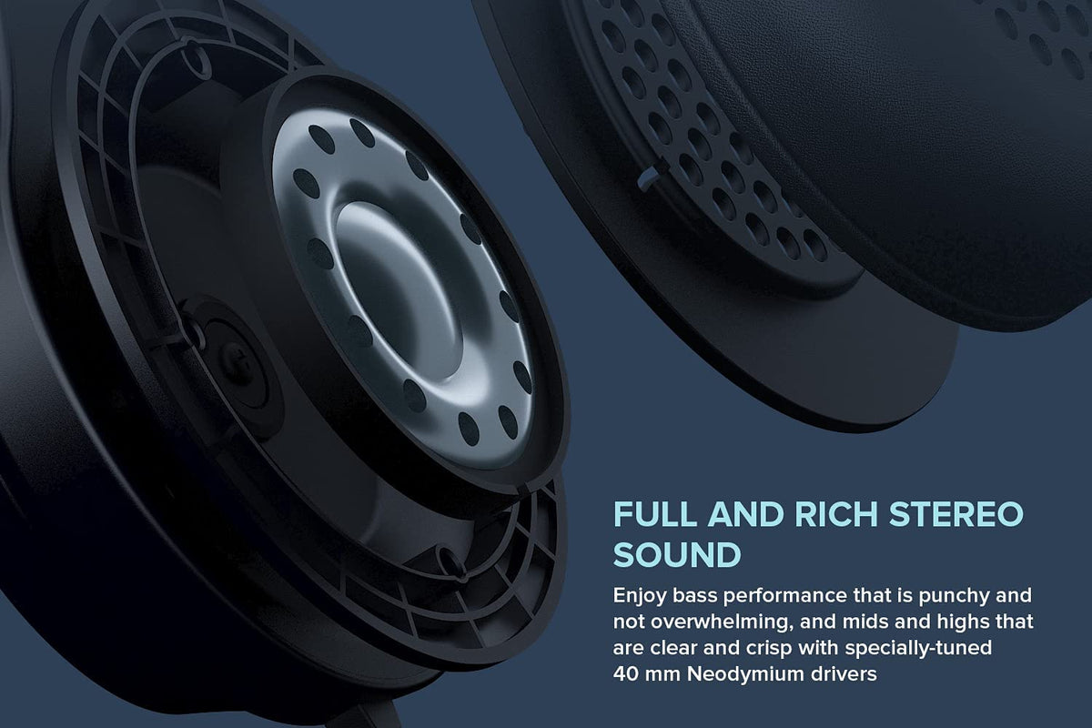 Creative Chat - 3.5 mm Stereo On-Ear Headset with Retractable Noise-Cancelling Condenser Mic, Mic Mute Switch, Volume Control Dial, for Work Calls on PC, Mac, and Mobile Devices