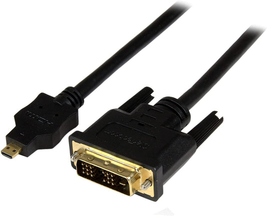 StarTech.com 3ft (1m) Micro HDMI to DVI Cable - Micro HDMI to DVI Adapter Cable - Micro HDMI Type-D Device to DVI-D Single Link Monitor/Display/Projector Video Converter Cord - Durable (HDDDVIMM1M) 3 ft / 1m Micro HDMI to DVI